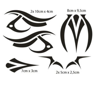 mobo-racing RC-Aufkleber Decal Sticker Bogen 1:10 Tribal 1 geplottet freistehend schwarz