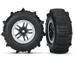 Traxxas 5891 Paddle-Reifen auf Felge SCT Split-Spoke satin chrome, beadlock TSM