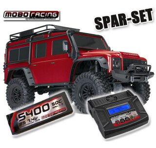 Traxxas 82256-4 TRX-4 Land Rover Defender Crawler rot + 5400mAh 2S Lipo + Lader TRX4
