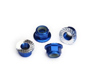 Traxxas 8447X Kragen-Stoppmutter 5mm Alu verzahnt (4) blau