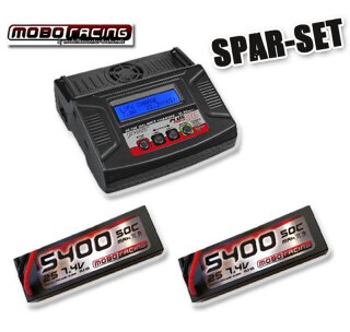Spar-Set Lader + LiPo: 2x 5400mAh 50C 2S Lipo Akku T-Plug + 7A Schnelladegerät