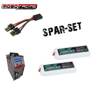Spar-Set für Traxxas 1:16 Modelle: 2x 2S 7,4V 2200maH Lipo + Dual Lader