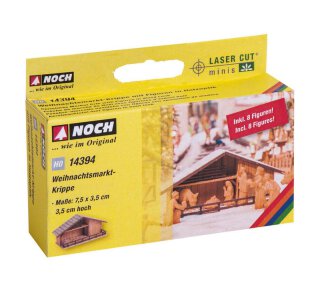 NOCH 14394 Weihnachtsmarkt-Krippe mit Figuren in Holzoptik Spur H0