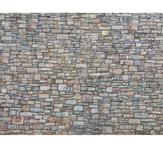 NOCH 56640 3D-Kartonplatte - Bruchsteinmauer, bunt - Spur H0