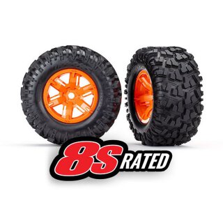 Traxxas 7772T Reifen verklebt X-Maxx orange Maxx AT (2) links & rechts TRX7772T