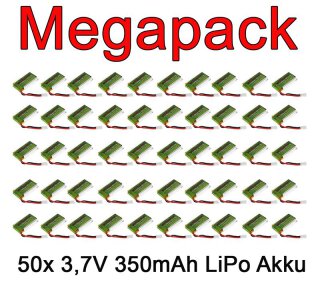 MEGAPACK Dromida DIDE1546 LiPo 1S 3,7V 350mAh Akku 50 Stück