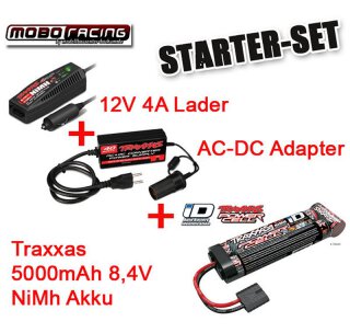 Traxxas NiMh Set: 5000mAh 8,4V iD Akku + 4A 12V-Lader + Netzteil AC->DC Adapter