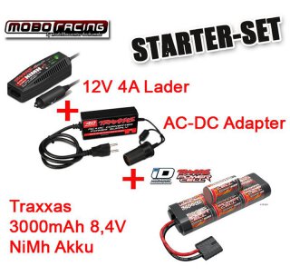 Traxxas NiMh Set: 3000mAh 8,4V iD-Akku + 4A 12V-Lader + Netzteil AC->DC Adapter