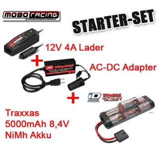 Traxxas NiMh Set: 5000mAh 8,4V iD Akku + 4A 12V-Lader + Netzteil AC->DC Adapter
