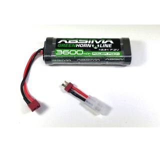 Absima 4100011 NiMH Stick Pack 7,2V 3600mAh Akku T-Plug + Tamiya Adapter