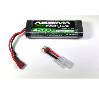 Absima 4100012 NiMH Stick Pack 7,2V 4200mAh Akku T-Plug + Tamiya Adapter