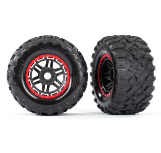 Traxxas 8972R Reifen auf Felge montiert Felge schwarz/rot Maxx All-Terrain