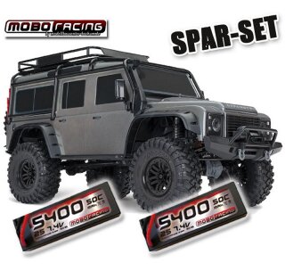Traxxas 82256-4 TRX-4 Land Rover Defender Crawler grau + 2x 5400mAh 2S Lipo TRX4