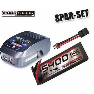 Spar-Set Traxxas: Ladegerät + mobo-racing LiPo-Akku 2S 7,4V 5400mAh 50C