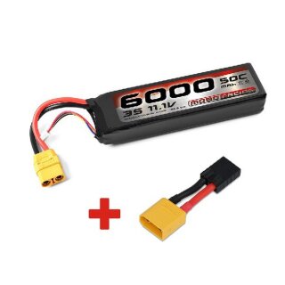 mobo-racing TRX-LiPo 3S 11,1V 6000mAh 50C Akku Semi-Soft Case inkl Traxxas-Adapter