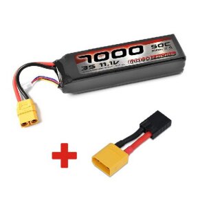 mobo-racing TRX-LiPo 3S 11,1V 7000mAh 50C Akku Semi-Soft Case inkl. Traxxas- Adapter