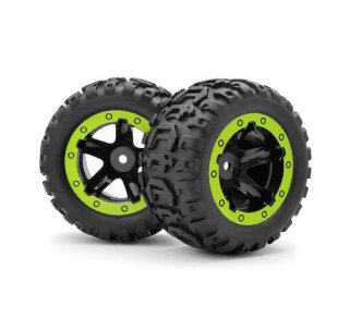 HPI Blackzon 540038 Slayer MT Wheels/Tires Assembled (Black/Green) 540038