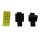 mobo-racing Hemmschuhe/Unterlegkeile 1:14 mit schwarzem Halter 2 Stück - gelb