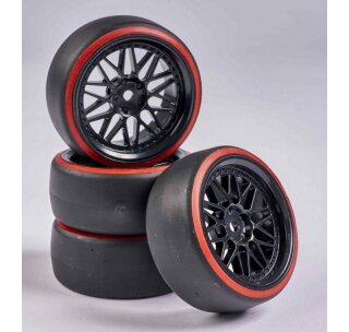 Carson 900157 1:10 Räderset Drift (4) schwarz/rot 500900157