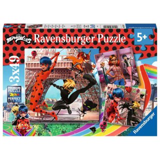 Ravensburger 05189 Puzzle Unsere Helden Ladybug und Cat Noir Teileanzahl 3x49