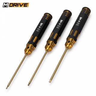 M-Drive MD23000 Pro TiN Innensechskant-Kugelkopf-Werkzeugsatz 2, 2,5 & 3mm