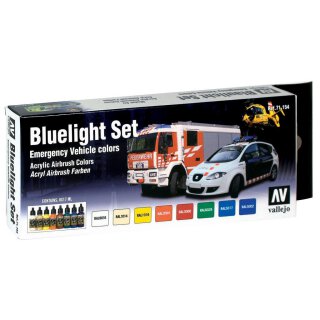 Vallejo 771154 Farb-Set, Blaulicht-Set, 8 x 17 ml