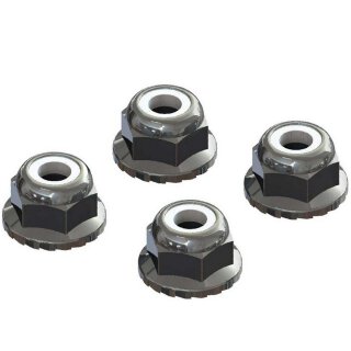 Arrma AR708008 7MM Flanged Nyloc Locknut 4mm Silver (4) ARAC9699