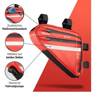 ValkTriangle Bag - Praktische Fahrrad-Rahmentasche mit viel Platz - Rot