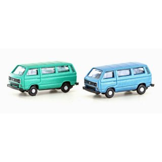 Lemke VW T3 2er Set Bus grün+blau (Metallic Serie) LC4347