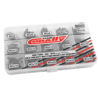 Team Corally C-38500 Shrauben Set M3 Rundkopf 15 Größen 375 teile