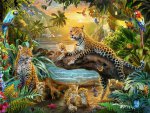 Ravensburger Puzzle 17435 Leopardenfamilie im Dschungel...
