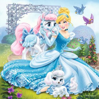 Ravensburger Puzzle 09346 Palace Pets Belle, Cinderella und Rapunzel Puzzle, Disney-Puzzle mit 3x49 Teilen
