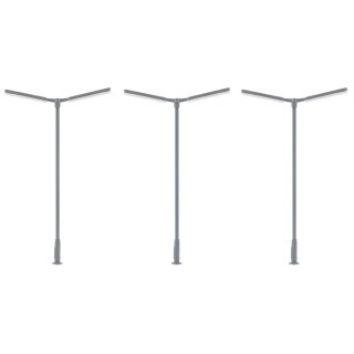 Faller 180122 LED-Kreuzmastleuchte, zweiarmig, kaltweiß, 3 Stück Spur H0