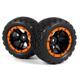 HPI 540197 Blackzon Slyder ST Wheels/Tires Assembled (Black/Orange)