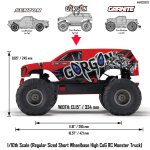 Arrma 3230ST1 1/10 GORGON 4X2 MEGA 550 Brushed Monster Truck RTR Gelb