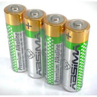 Absima 4120010 AA Mignon Premium Alkaline Batterien 1,5V LR06 (4er-Pack)