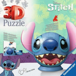 Ravensburger 11574 Disney Stitch 3D Puzzle-Ball mit Ohren - Teileanzahl 72