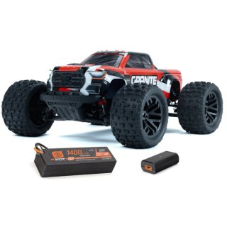 Arrma ARA2102 1/18 Granite Grom Mega 380 Brushed 4X4 RTR mit Akku und Lader rot