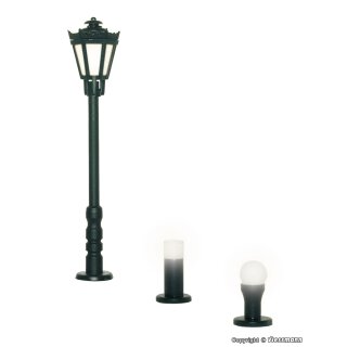 Viessmann 6160 H0 Gartenleuchten-Set, 3 Leuchten, schwarz, LED warmweiß