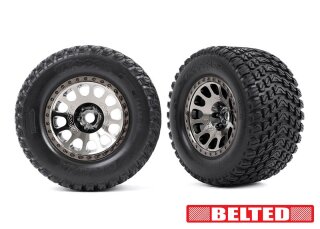 Traxxas 7862X Gravix BELTED Reifen auf XRT-Felge schwarz-chrom 24mm (2)