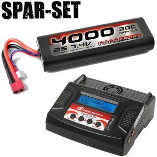 LiPo-Einsteiger Set T-Plug: Computer-Lader 7A 80W + 2S 7,4V 4000mAH 30C Akku