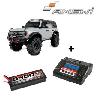 Amewi 22668 1:10 AMXRock Caballo Crawler 4WD ARTR - 2S-LiPo Spar-Set - Hellgrau