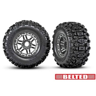 Traxxas 8979A Sledgehammer BELTED Reifen auf Felge schwarz-chrom 17mm (2) Maxx