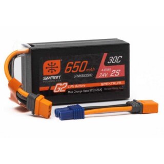 Spektrum SPMX652SH2 7,4V 650mAh 2S Smart G2 Hardcase 30C LiPo: IC2