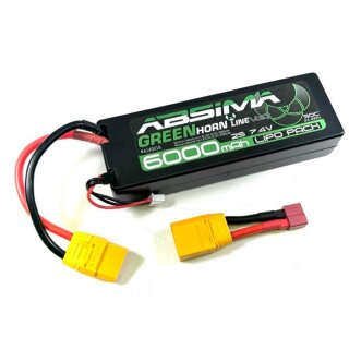 Absima 4140018 Greenhorn Vol.2 LiPo 2S 7,4V 6000mAh 50C HC XT90 + T-Plug Adapter