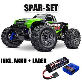 Traxxas 67154-4 Stampede BL-2S 1/10 4x4 RTR Brushless + 2S LiPo-Akku + Lader grün