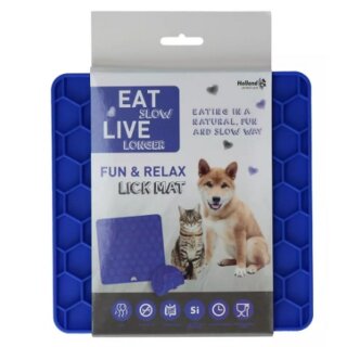 Eat Slow Live Longer Schleckmatte Bienenwaben Blau
