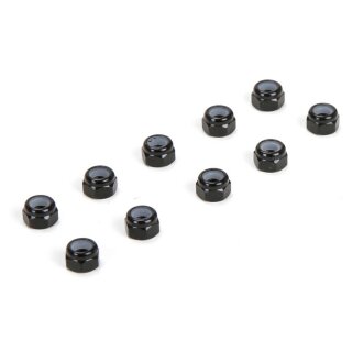 TLR TLR336004 Team Losi Racing M3 Aluminum Lock Nuts, Black (10)