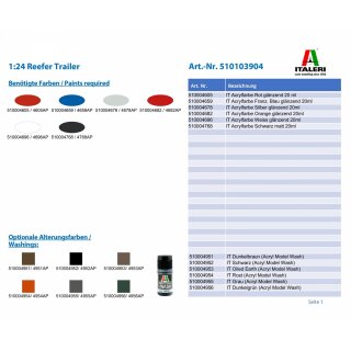 ITALERI; REEFER TRAILER; ITA3904; ITA 3904; 1:24; KÜHLAUFLIEGER
