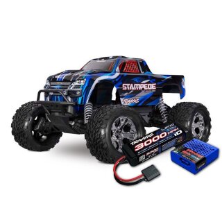 Traxxas 36354-4-BLUE Stampede Brushless BL-2S 2WD MT 1:10 RTR blau Spar Set